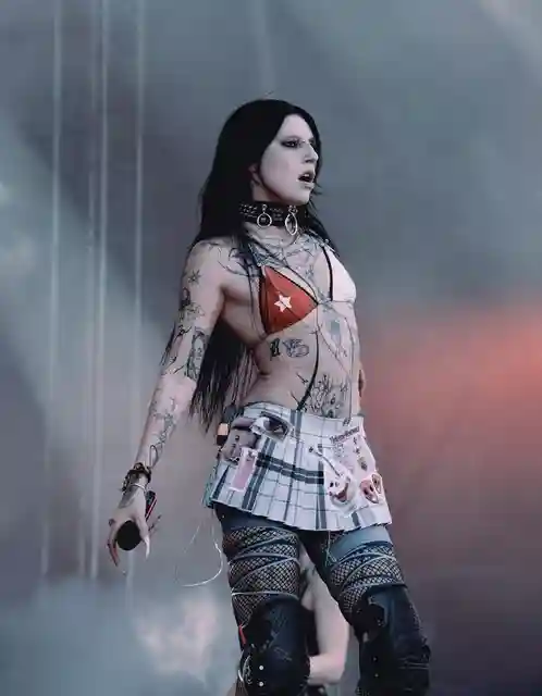 DeathbyRomy on stage with skirt